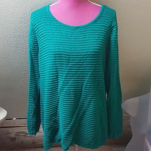 Emerald Green Ribbed Knit Sweater